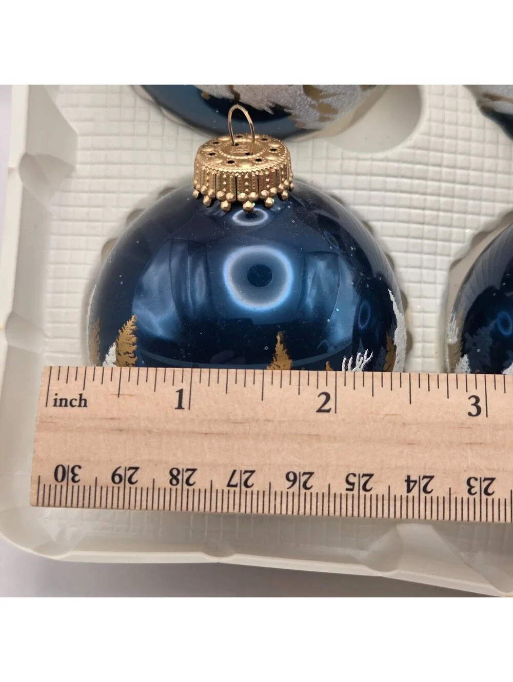 Vintage Christmas by Krebs Blue Deer Glass Ornaments Set of 4 Boxed USA